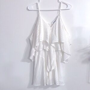 Do + Be Womens Size S Tank Cold Shoulder Ruffle Sleeve Relaxed Romper summer